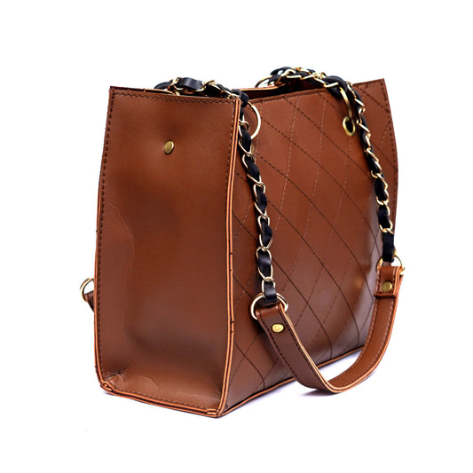 Mystic Handbag (With Stylish Chain Strap) – Brown
